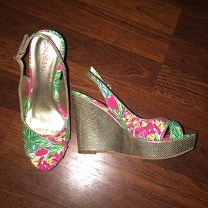 NWT Lilly Pulitzer Ginger Wrap Wedge Print
